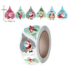 6 Styles Cute Water Droplets Merry Christmas Stickers Santa Claus with Face Mask Sealing Label for Xmas Holiday party Gift Decor