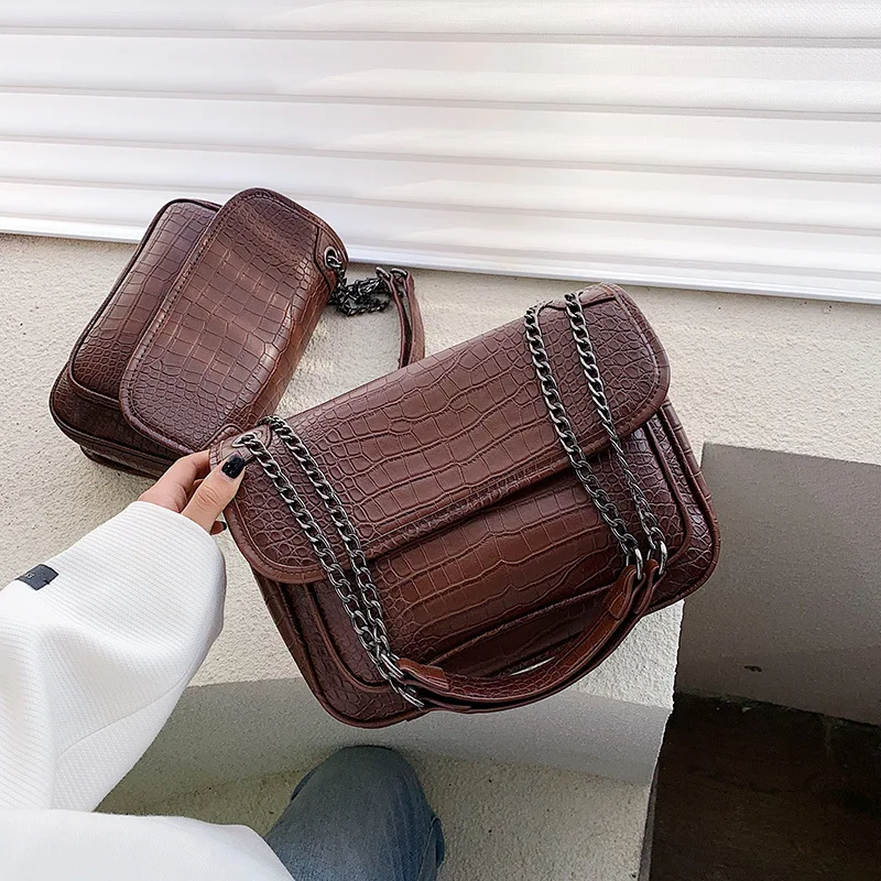 

2019 New Style Crocodile Pattern Pillow (Large Small) Chain-Style Shoulder WOMEN'S Bag