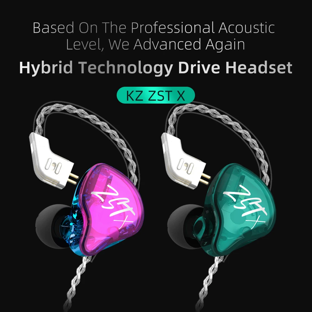 Wired In Ear Gaming Headphones KZ ZST X Hifi Sports Headset Portable Entertainment Earphone Supplies for Mobile Phone