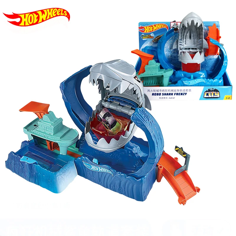 Hot Wheels оригинальный робо Акула Frenzy автомобиль трек игрушки Модель автомобиля для