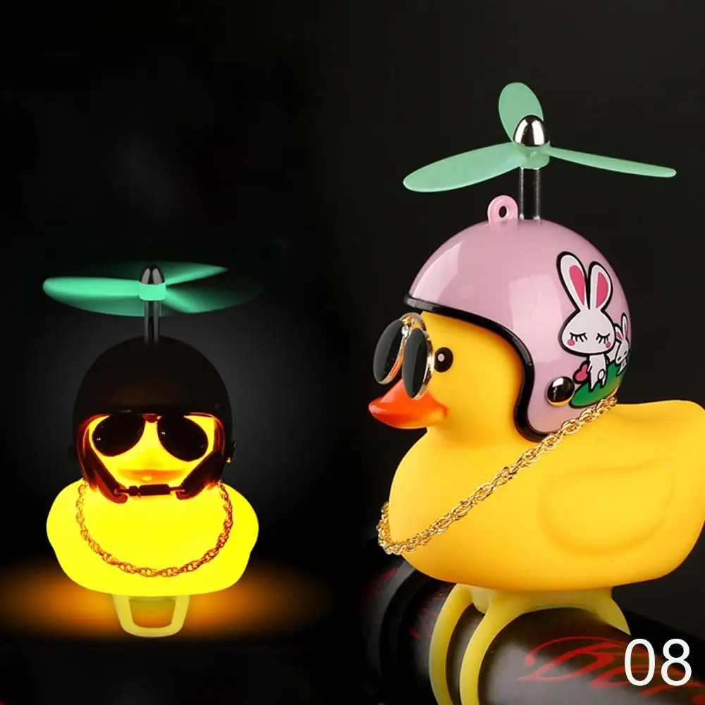 FlashDuckAirscrew Стоящая утка со шлемом сломанный ветер маленькая Желтая утка шоссейный велосипедный шлем велосипедные аксессуары со светящимися/нормальными воздушными винтами - Цвет: FlashDuckAirscrew