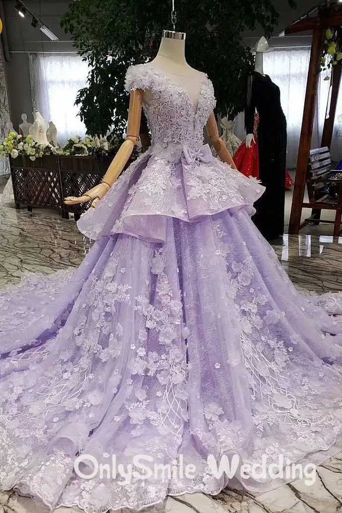 Лавандовое фиолетовое свадебное платье принцессы Vestidos De Boda Иллюзия Кристалл блестками бальное платье с оборками свадебное элегантное платье