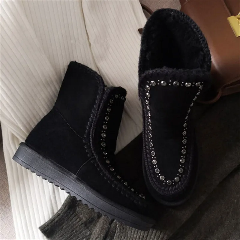 Scarpe donna/Женская обувь; Дамская обувь; Femme; плюшевые ботильоны; зимние женские ботинки без застежки; Botas Mujer