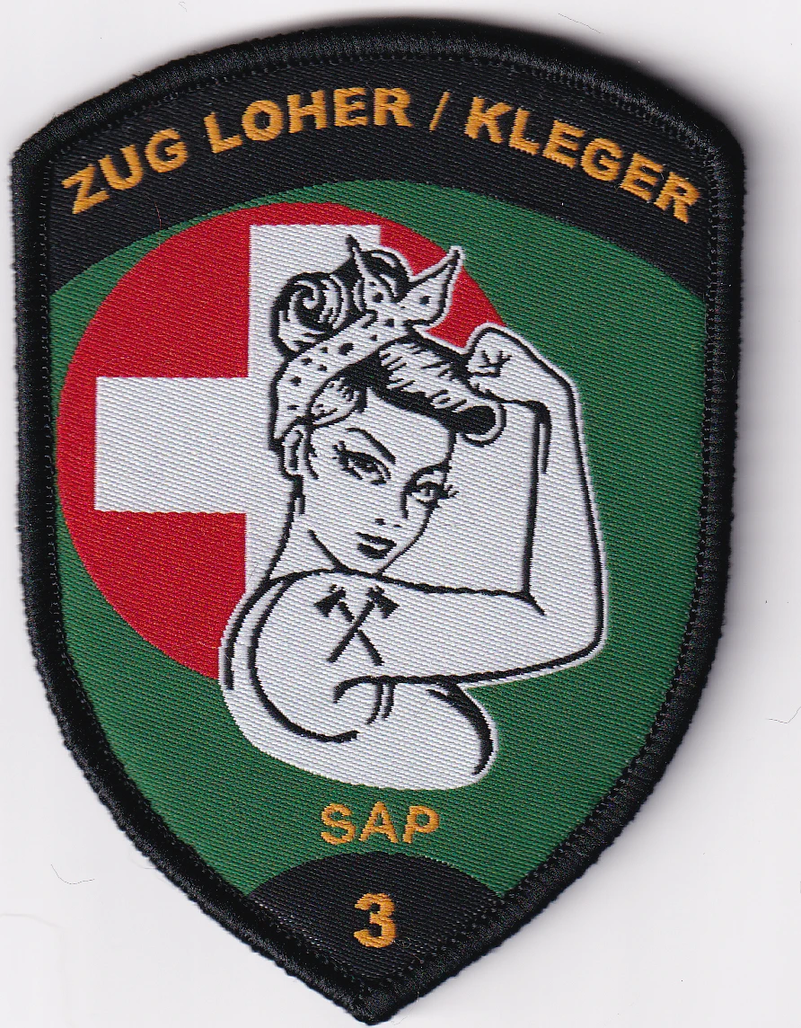 

Custom display of woven label patch: zug loher/kleger