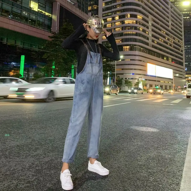 Spring Autumn Jeans New Fashion Casual Tide High Waist Jeans Plus Size Women Jeans Loose Straight Overalls
