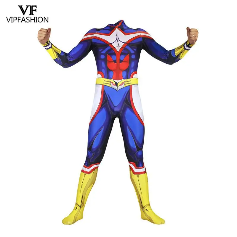 VIP Мода Аниме Мой герой Academy All Might косплей костюм спандекс Zentai боди костюм комбинезоны Хэллоуин для взрослых