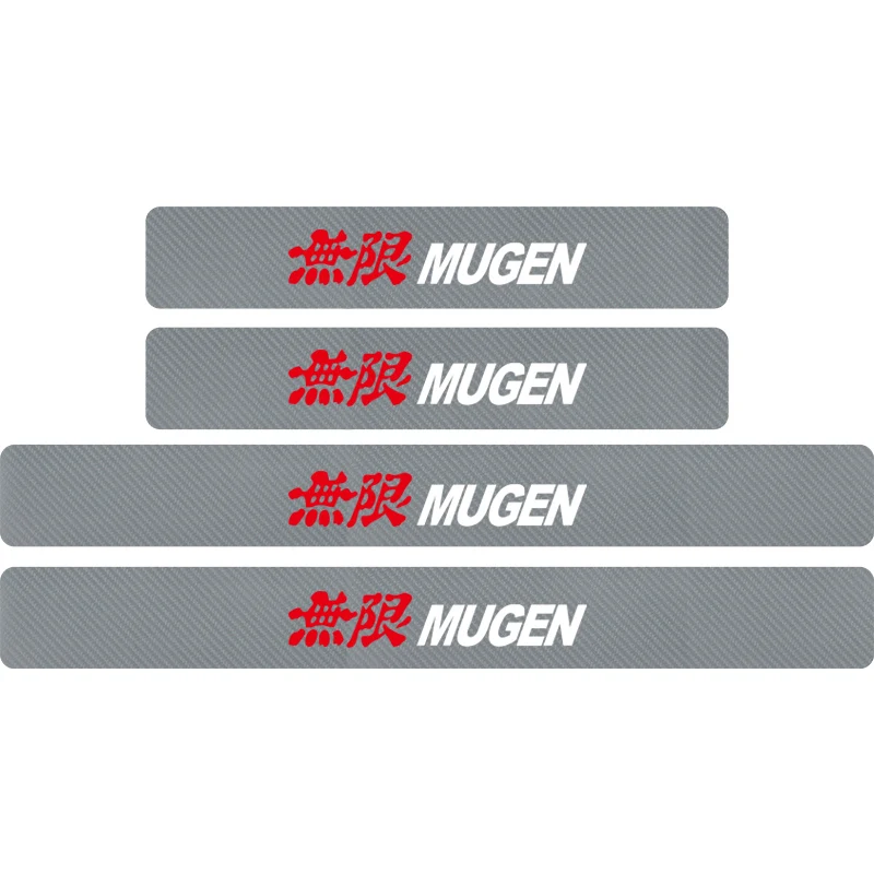 4 шт. автомобильный-Стайлинг порог наклейки MUGEN эмблема на порог наклейка из углеродного волокна для HONDA Civic Accord S2000 CR-V аксессуары - Название цвета: Silver