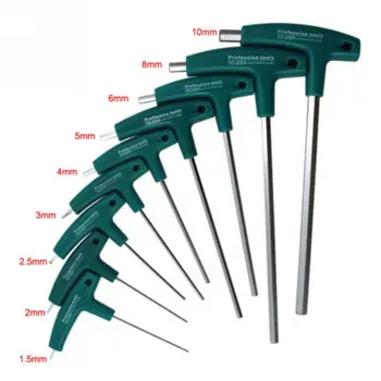 

9PC T-Handle Screws Hardware Hex Wrench Hand Tools Durable Home Use Smooth Allen Key Repair Screwdriver Flat Tools Set