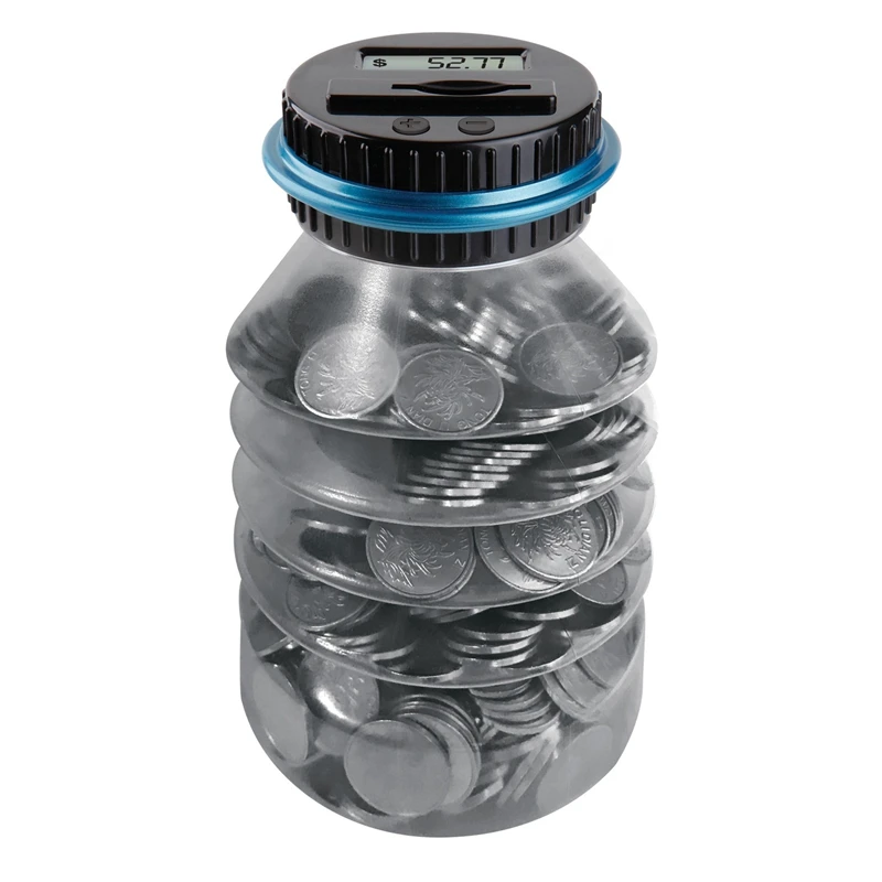 HOT 1.8L Shrinkable Piggy Bank Counter Coin Money Saving Box Electronic Digital LCD Counting Jar Coins Storage Box