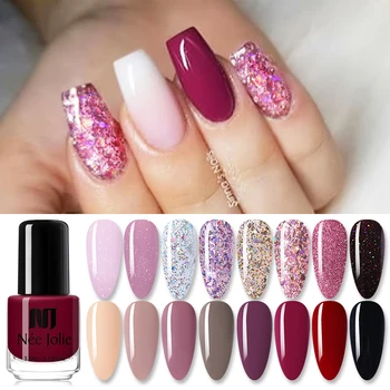 

NEE JOLIE 2pcs Nail Polish Set Rose Gold Glitter Colorful Long Lasting Nail Art DIY Design Polish Varnish Decoration 3.5ml