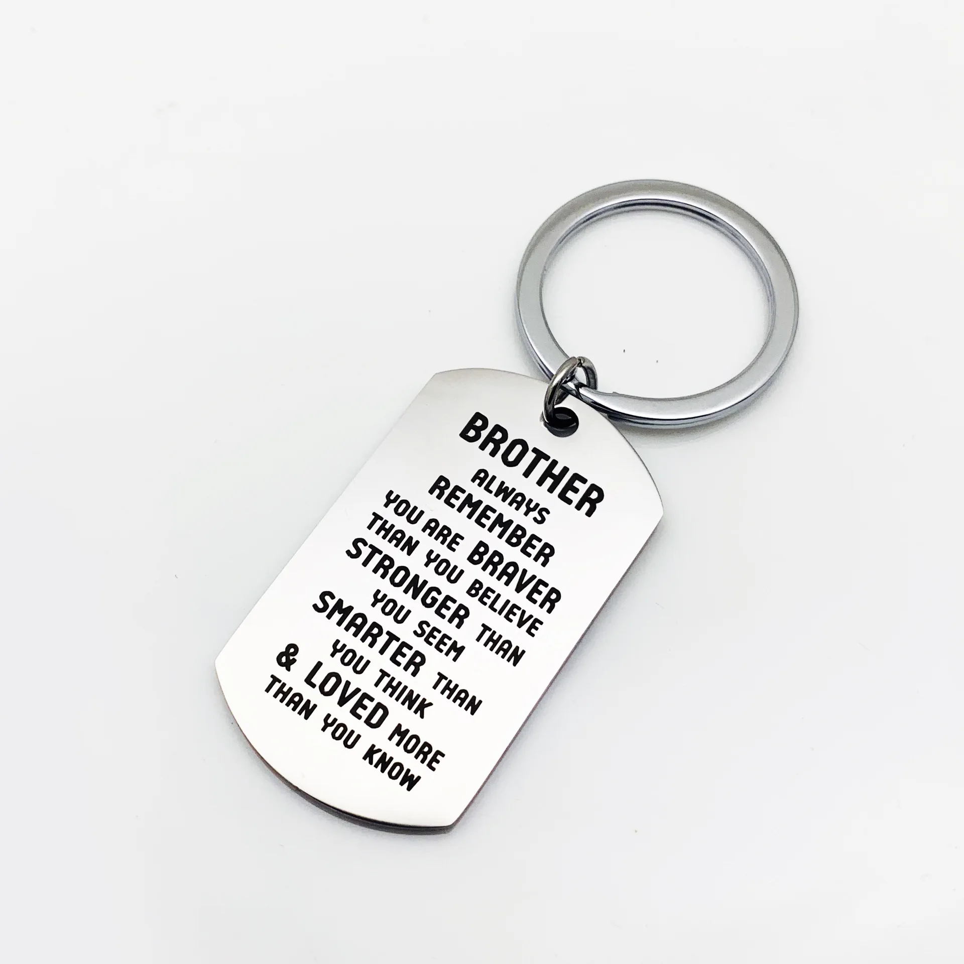 Europe And America Hot Sales Brother/Sister Remember You Are Brave Stainless Steel Key Ring