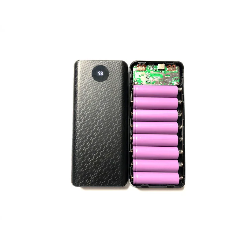 Black No Battery QC 3,0 Быстрая зарядка USB внешний аккумулятор корпус зарядное устройство коробка светодиодный цифровой дисплей светильник 8x18650 зарядное устройство для Xiaomi - Цвет: Black No Battery