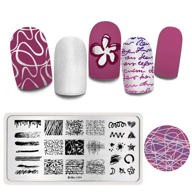 Harunouta штамповки пластины для ногтей цветные линии мультяшный дизайн ногтей трафареты изображений штамп дизайн для маникюра ногти пластины