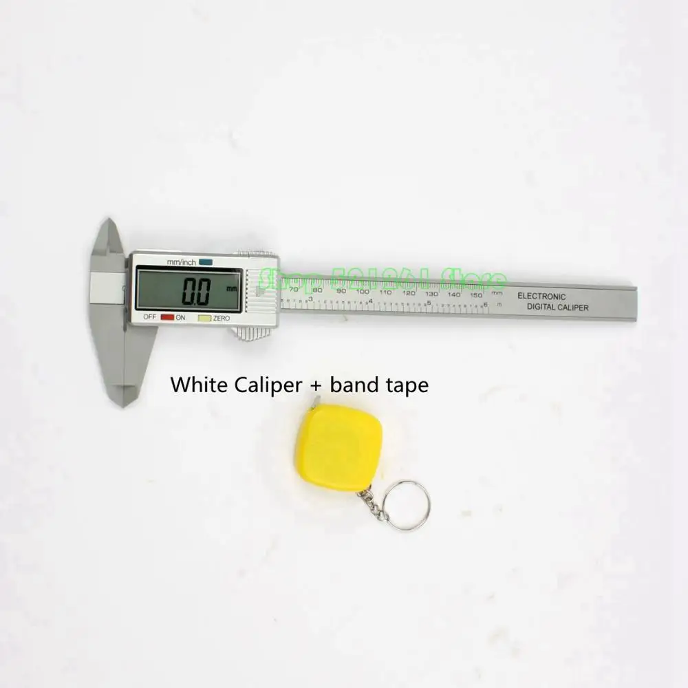 150 мм 6 дюймов ЖК-дисплей цифровых электронных углеродного волокна штангенциркуль микрометр измерительный инструмент 1m Рулетка - Цвет: W  Caliper band tape