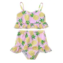 Летний милый купальный костюм с фруктовым принтом для маленьких девочек, купальный костюм, бикини, купальный костюм