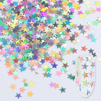 

Nail Art 3D Decorations Sparkling Colorful Laser Star Leaf Shape Christmas Nail Art Tools DIY Designs