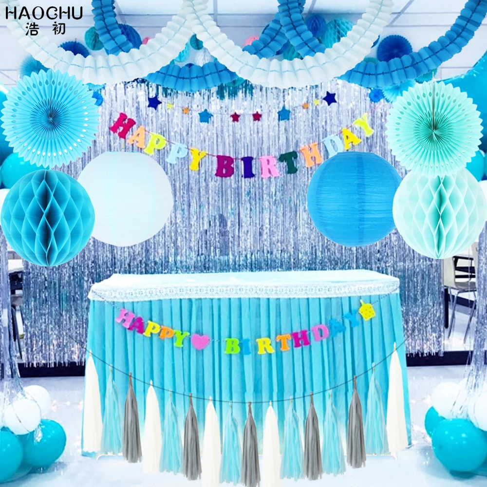 1Set 23pcs Mixed DIY Tissue Paper Tassel/Garland/Lantern/Fans/Honeycomb Balls Party Decorations Wedding Kids Unicorn Birthday