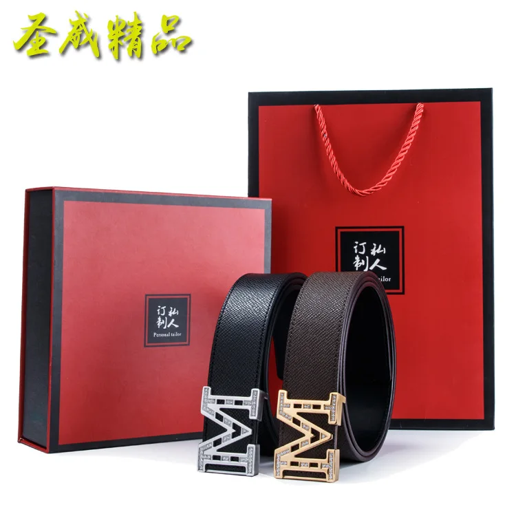 

2019 New Style Genuine Leather Men Buckle Leather Belt Korean-style Business MEN'S Belt Paint Full-grain Leather Pant Belt