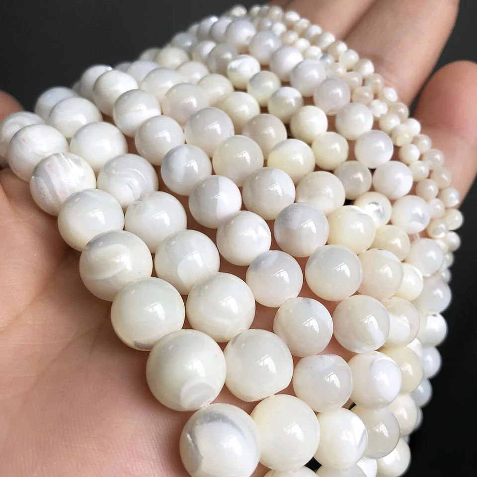 Half Drilled White Mother of Pearl Beads Round Loose Beads 3mm-20mm –  VeryCharms