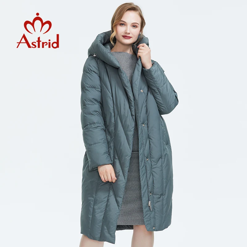 Astrid2019 Winter new arrival down jacket women outerwear high quality gray color thick cotton with a hood long style coat FR 7059|Парки| |