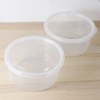 

12pcs 350ml Small Plastic Crisper Round Food Container Kitchen Lunch Boxes Sealed Bowl for Refrigerator (Random Color)