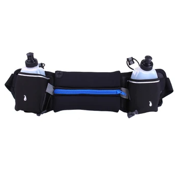 

Running Belt,Zipper Pockets Water Resistant Waist Bag,with Water Bottle (2 Bottles Included) Waist Pack for Running Hiking Cycli