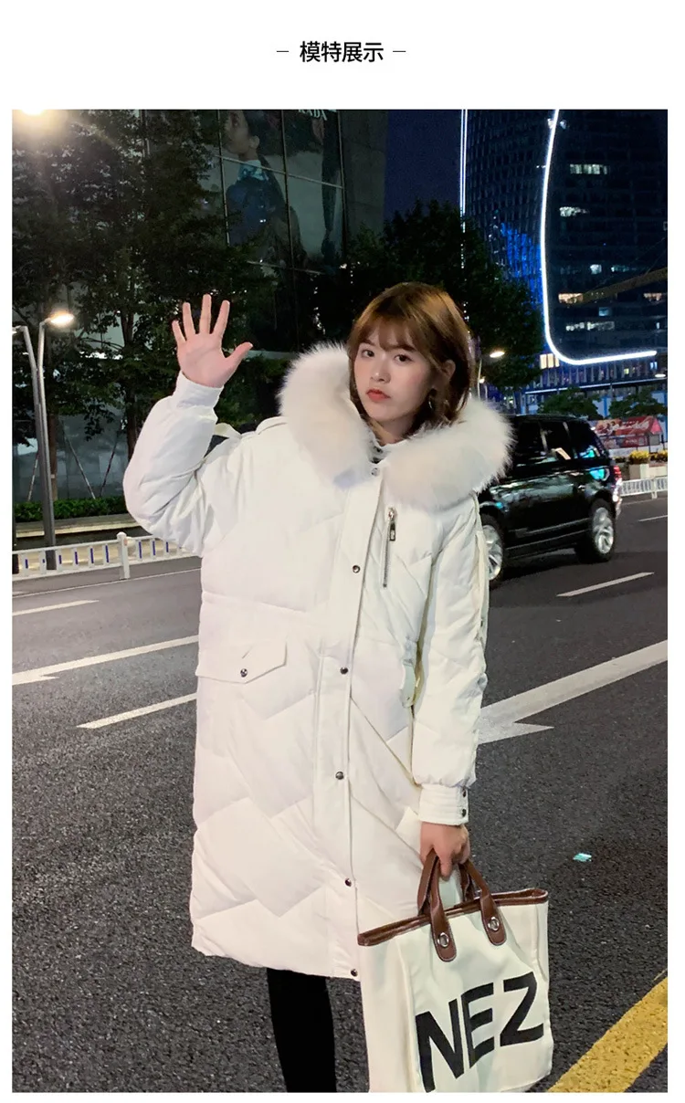TopFurMall)European Winter Women Parkas Down Coats Jackets Real Fox Fur Hoody Lady Long Outwear Overcoat LF9168
