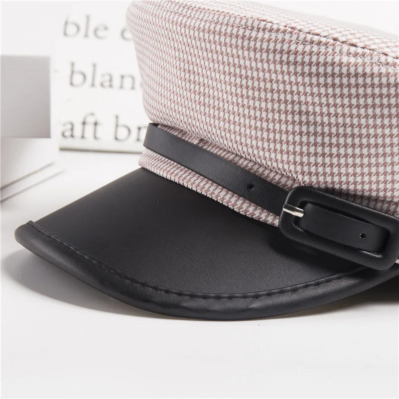 Корейский берет с винтажным принтом для женщин и девочек кепка плоским верхом