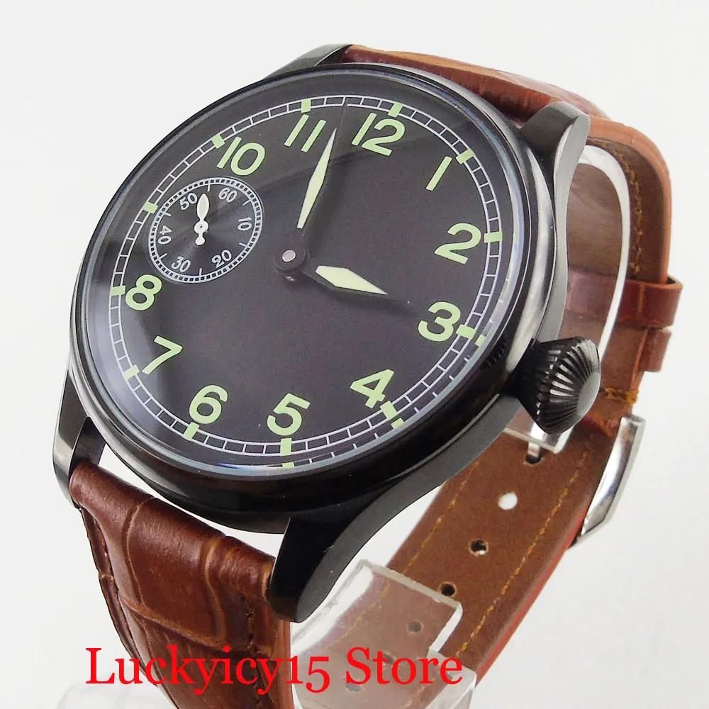 

PARNIS High Quality Mechanical Men's Watch Sterile Dial 44mm PVD Watch Case 6497 Movement