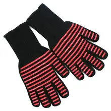 1 пара высоких Температура сопротивление перчатки Теплоизоляция 5 пальцев с защитой от ожогов рукавицы печи барбекю аксессуары