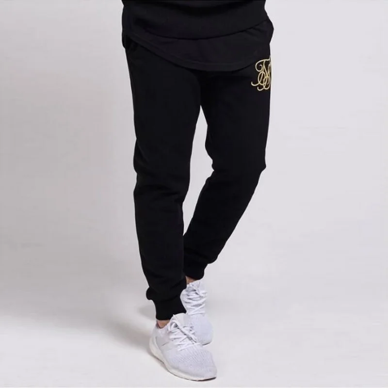 Мужская мода Kanye West Sik шелковые повседневные спортивные брюки мужские хип-хоп вышивка хлопок тренажерные залы фитнес брюки для бега