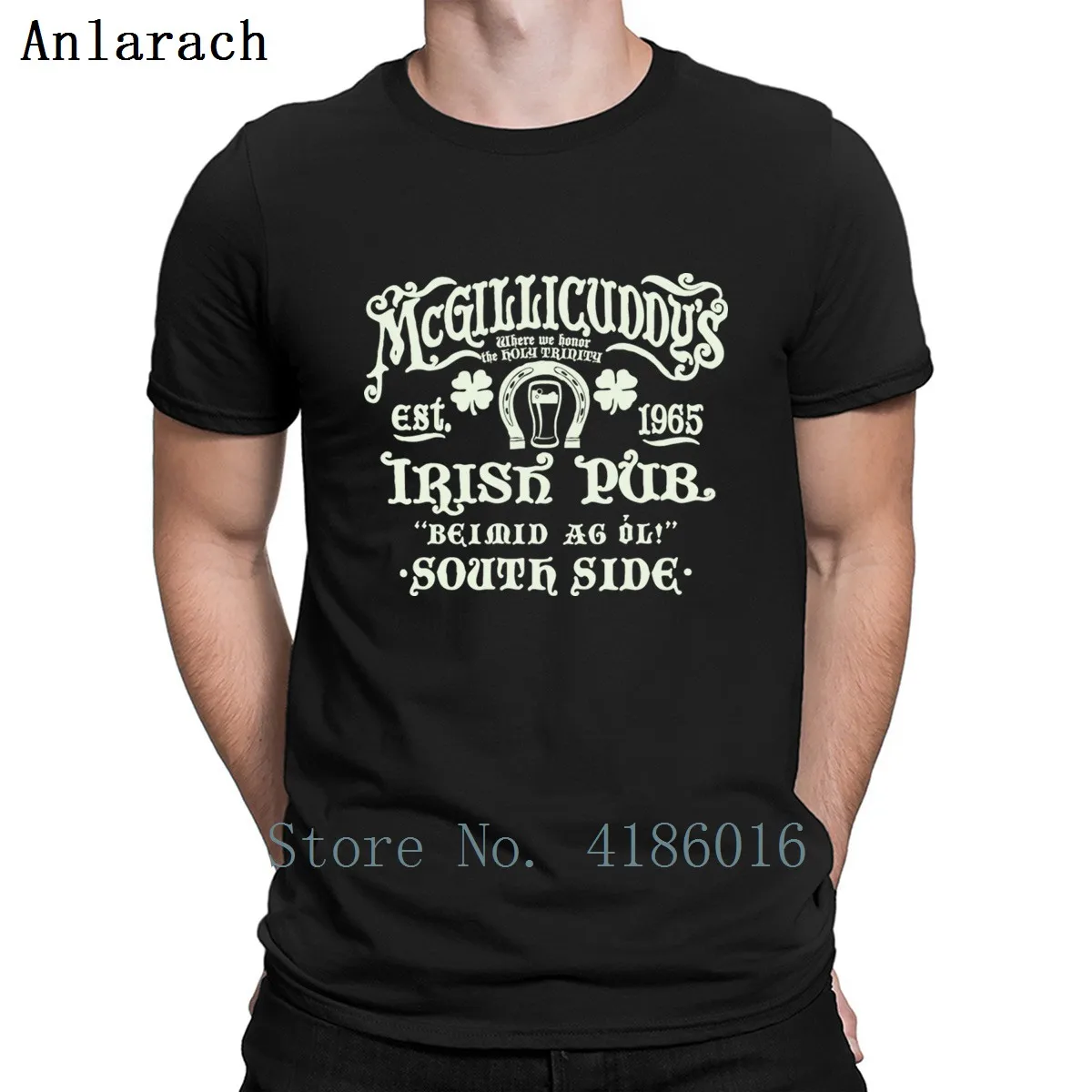 

Irish Pub T Shirt Custom Funny Famous Vintage Spring Autumn Letter Tee Shirt Round Collar Shirt