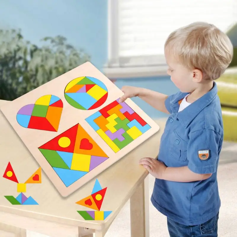 4 в 1 деревянная головоломка для рук и глаз, подвижность рук, креативная Геометрическая цветная головоломка, детские развивающие игрушки
