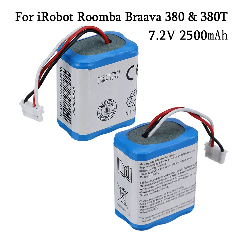 2Pack 3000mAh Battery For iRobot Mint Plus 5200 5200B 5200C Braava 380t Cleaner 