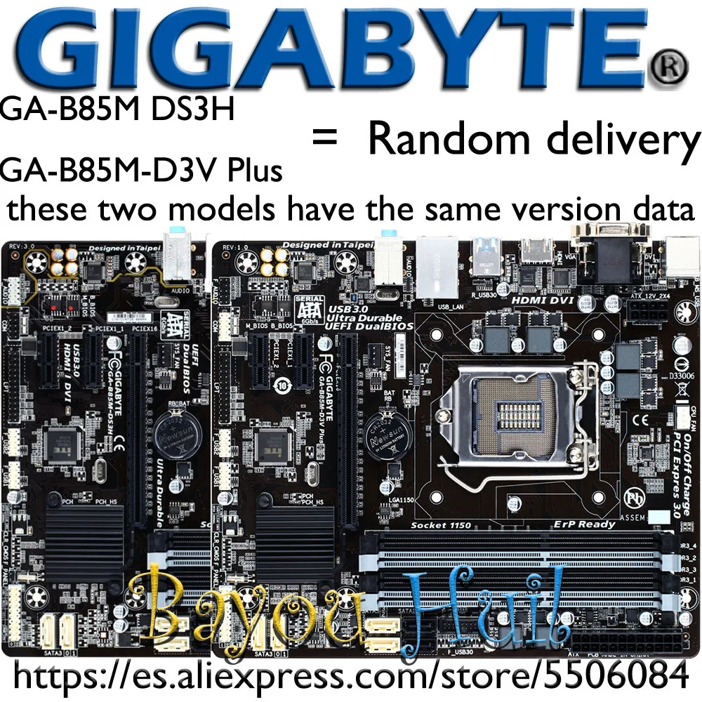 

Gigabyte GA-B85M DS3H(GA-B85M-D3V Plus) LGA1150 For Intel Core/Pentium/Celeron VGA LGA-1150 B85 Micro-ATX Desktop PC Motherboard