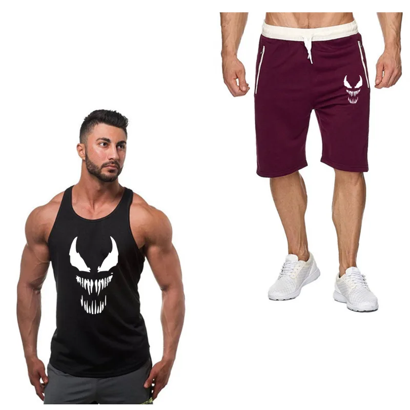 

New Summer Men's Tank vest suits Lastest 2019 Fashion Short Sleeve Tank vest set Funny Tee Shirts Hipster Tank vest +Shorts