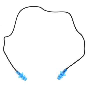 

Black Elastic Rubber String Clear Blue Silicone Swim Ear Plugs w Storage Case