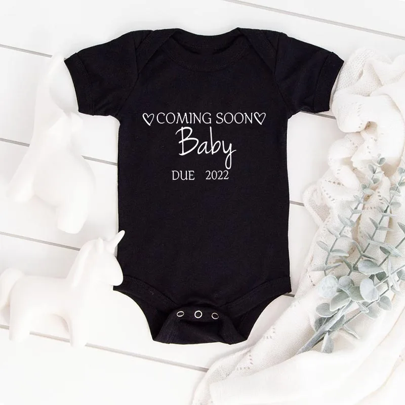 Baby Bodysuits for boy Baby Coming Soon 2022 Newborn Baby Boys Girls Romper Infant Unisex Bodysuits Announcement Summer Pregnancy Gift Clothes Outfits vintage Baby Bodysuits Baby Rompers