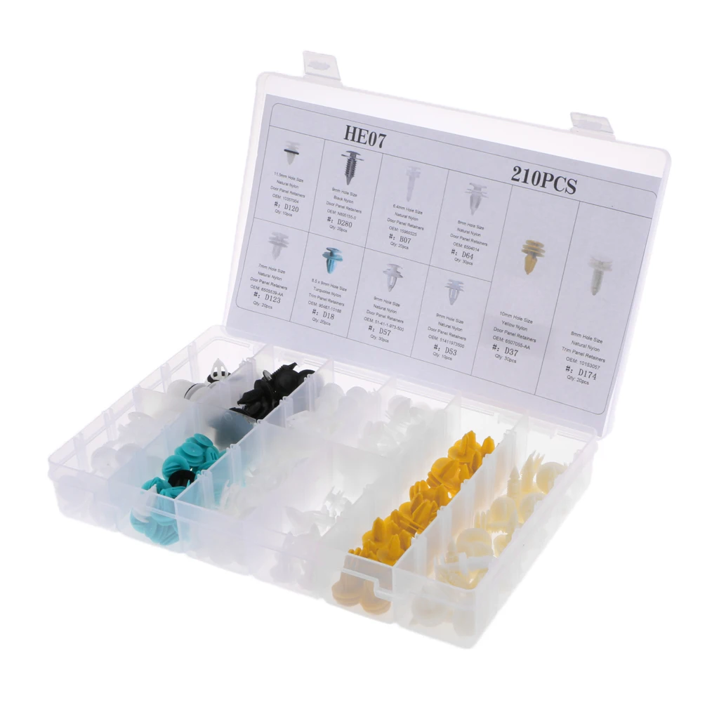 210 Piece Car Body Push Pin Rivet Trim Door Panel Moulding Repair Clips with Storage Case