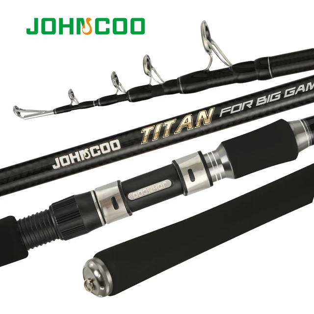 JOHNCOO Carbon Telescopic Fishing Rod Big Game 20-100g Spinning Casting Rod  15-35LB Surper Hard