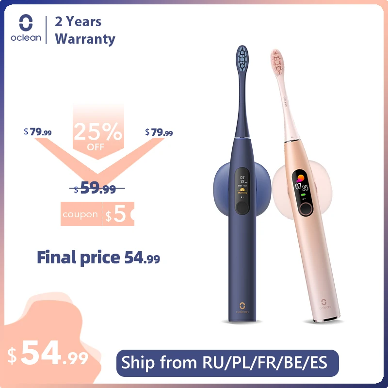 Oclean – brosse à dents électrique sonique X Pro, avec écran tactile IPX7, étanche, 3 Modes de brossage, pour adulte, charge rapide