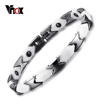 

Vnox Magnetic Bracelet for women White Ceramic Health Therapy Adjustable Length Trendy Jewelry