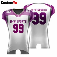 Пользовательские имя команды печать логотипа оптом фиолетовый и белый Американский футбол Джерси