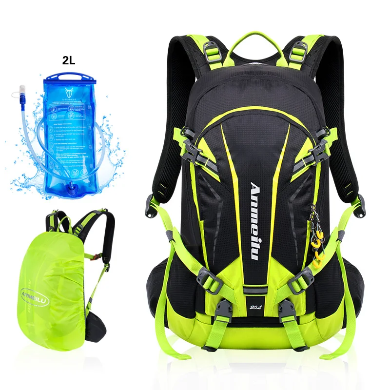 green-2L 20L Велоспорт сумки рюкзак спортивные, водонепроницаемые, уличные Велосумка велосипедный рюкзак гидратации воды мешок дождевик - Цвет: green-2L