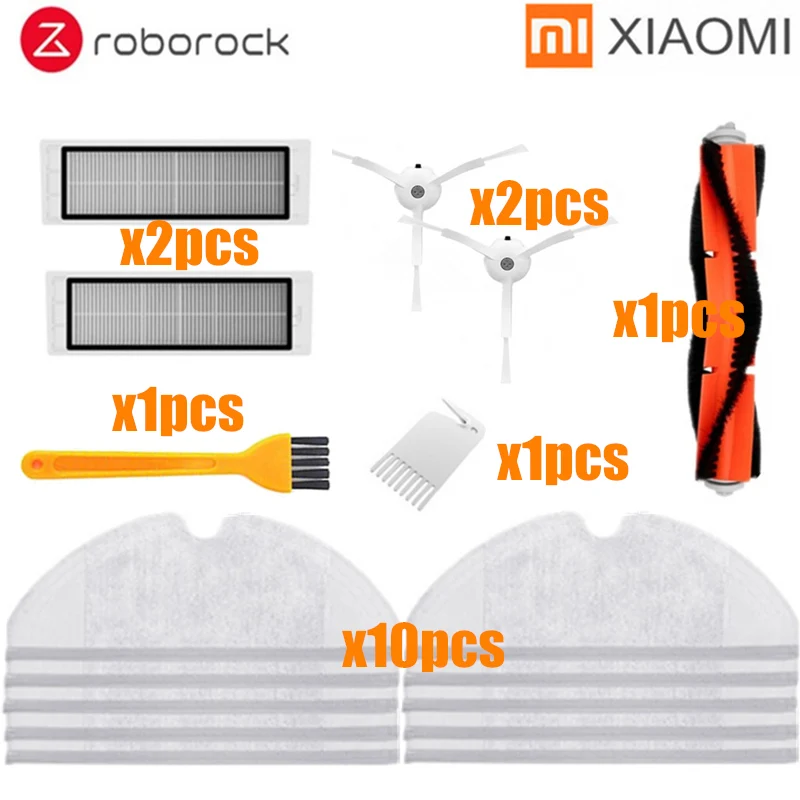 Аксессуары для пылесосов xiaomi Roborock S50 S5, запчасти для пылесоса, боковая щетка+ HEPA фильтр+ основная щетка+ тряпка для швабры