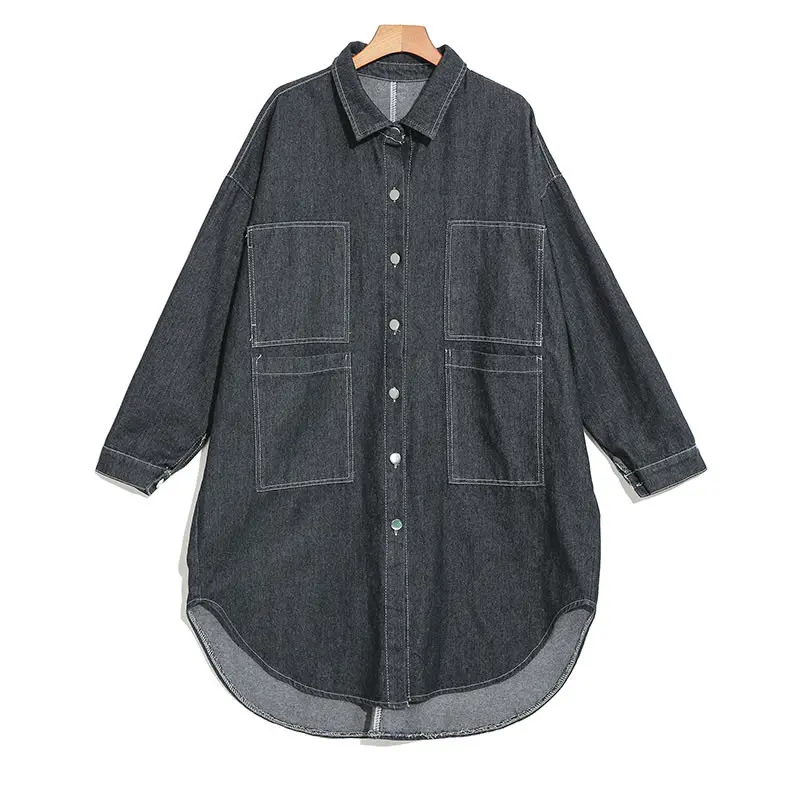 XITAO Split Irregular Trench Women Korea Fashion New Wide Waist Single Breasted Single Breast Pocket Autumn Coat GCC1585