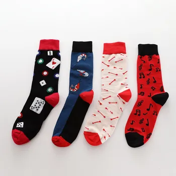 

Fashion Harajuku Man happy funny Socks Color Block Patchwork Striped Dot Print Crew high quality Cotton Casual Socks Y920