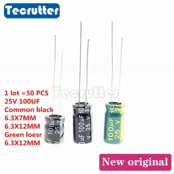 

50PCS 25V 100uF DIP electrolytic capacitor 25V 100uF ± 20% volume 6.3 x 7 6.3 x 12MM high frequency