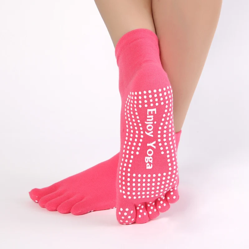 Женские спортивные цветные носки для йоги, популярные хлопковые носки для тренировок, фиолетовые Нескользящие Дышащие носки для фитнеса, носки для пилатеса, радужные