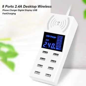 

8 Ports USB Fast Charging Home Phone Charger Dock 2.4A Wireless Universal Power Adapter Digital Display Mobile Desktop